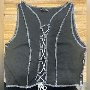 SHEIN black criss cross crop top